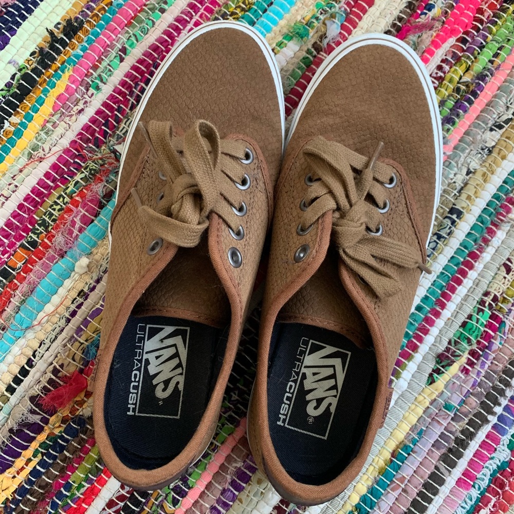 Vans Ultra Cush Brown Velvet Ankle Skate Shoes